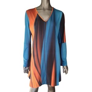 206B. NWT Azalea by Firmiana Colorful V-Neck Long Sleeve Women's Dress - Size XK